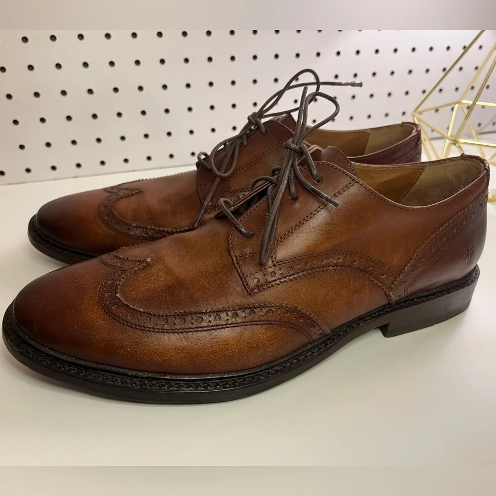 Frye Paul Bal Men's Size 10.5 D Shoes Brown Leather Cognac Lace Up Wingtip Derby
